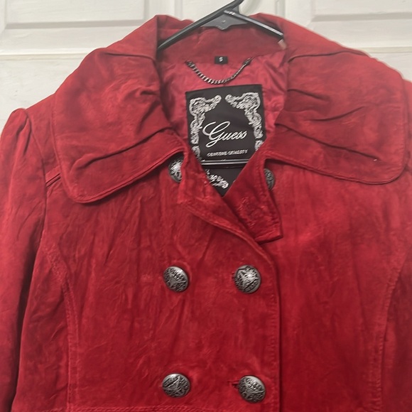 Vintage Guess suede jacket with oversized collar sz S - Picture 2 of 11